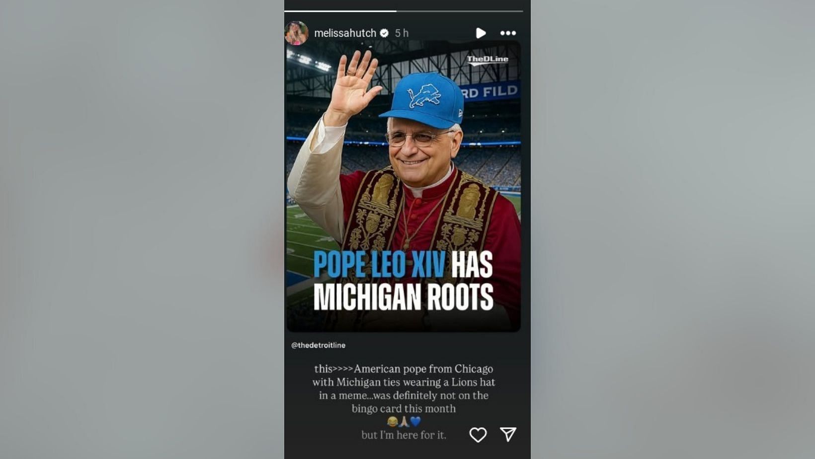 Aidan Hutchinson’s sister Melissa reacts to the revelation of Pope Leo XIV's Michigan roots (Image Credit: Melissa/IG)